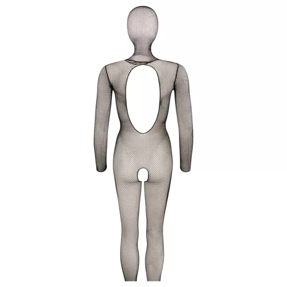 Cottelli Fantasy - schwarze Netz-Catsuit mit Maske und offenem Schritt (S-L)