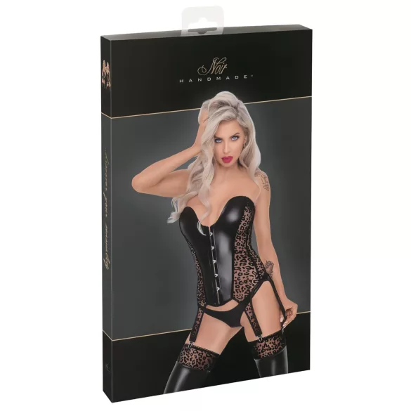 Noir - Leopardenmuster-Strapsoberteil (Schwarz) - L