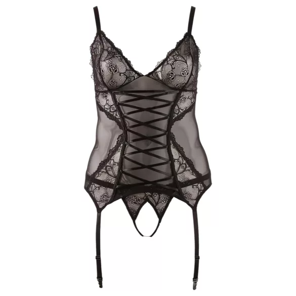 Cottelli - Schwarzes Spitzenoberteil mit Schleife - XXXXL