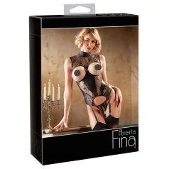 Abierta Fina - Funkelndes Spitzen-Open-Top (Schwarz)