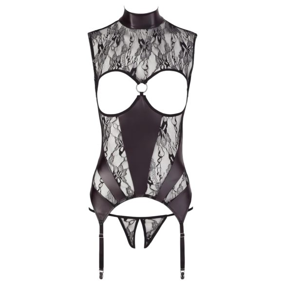 Abierta Fina - Funkelndes Spitzen-Open-Top (Schwarz)