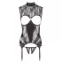Abierta Fina - Funkelndes Spitzen-Open-Top (Schwarz) - XL