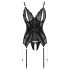 Cottelli - Spitzen-Top mit offenem Design und Tanga (schwarz) - L