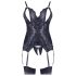 Cottelli - Spitzen-Top mit offenem Design und Tanga (schwarz) - L