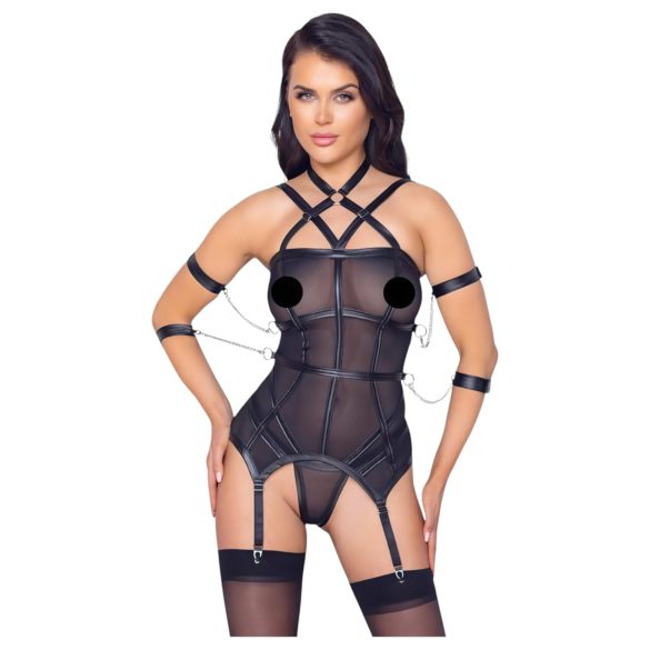 Cottelli Bondage - Oberteil mit Fessel und String (schwarz) - M