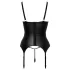 Abierta Fina - Hebe-Top mit Strumpfhalter (schwarz) - L