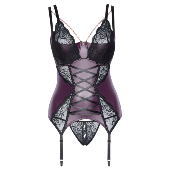 Cottelli Curves - Spitzen-BH-Set mit Schnürung (Lila)