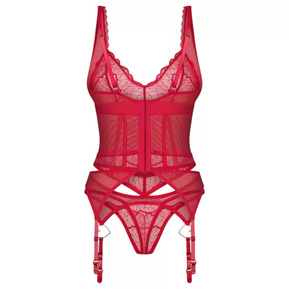 Obsessive Cupide Desir - Transparenter Spitzen-Set (Rot)