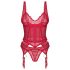 Obsessive Cupide Desir - durchsichtiges Spitzen-Set (rot) - L/XL