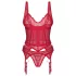Obsessive Cupide Desir - Transparenter Spitzen-Set (Rot) - L/XL