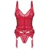 Obsessive Cupide Desir - Transparenter Spitzen-Set (Rot) - L/XL