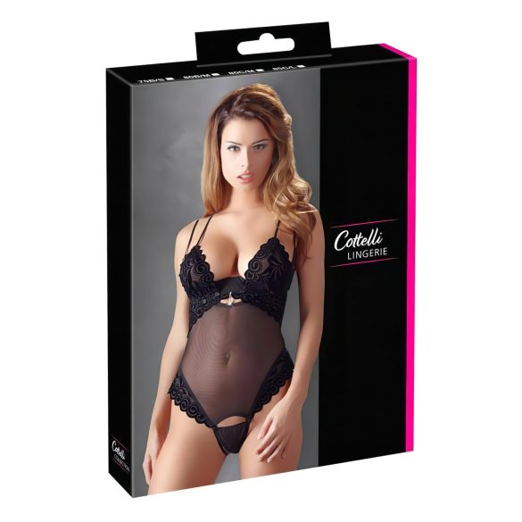 Cottelli - Samtweicher, variabler Body (schwarz)