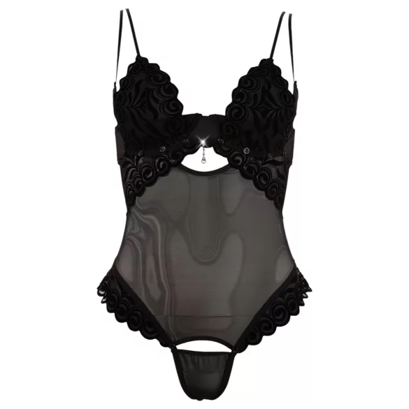 Cottelli - Samtiger, vielseitiger Body (schwarz)