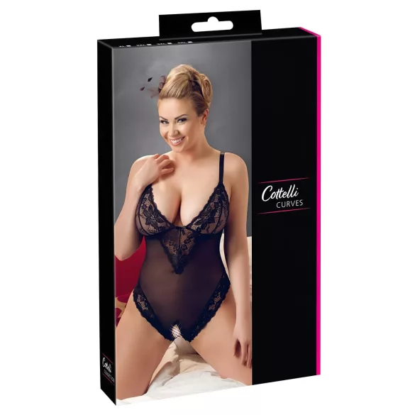 Cottelli Plus Size - Spitzenbody (schwarz) - XXXL