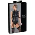 Cottelli Bondage - Ärmeloser, glänzender Body & Armfessel (Schwarz) - XL
