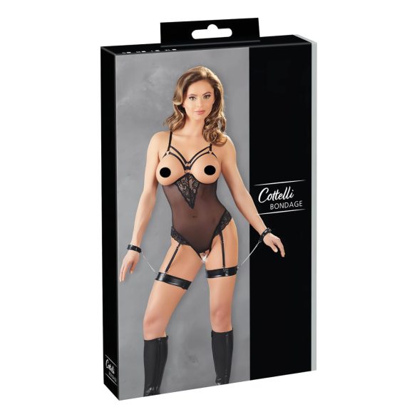 Cottelli Bondage - Körperanzug & Handfesseln, Schwarz