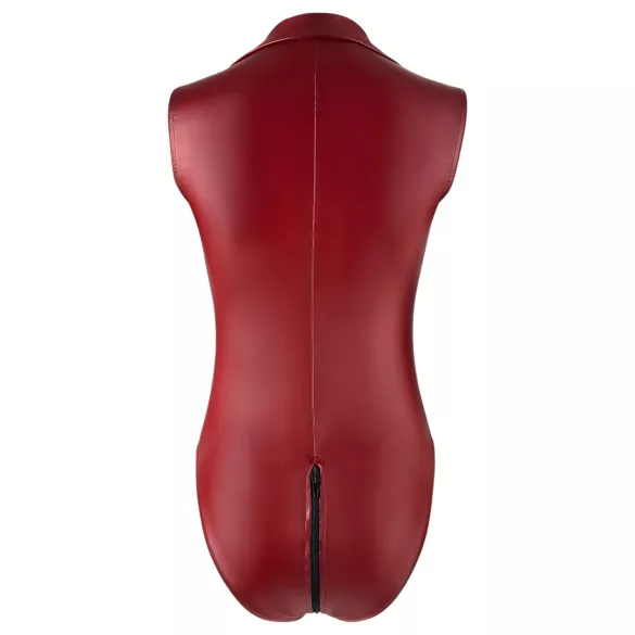 Cottelli Party - glänzender, ärmelloser Body mit Reißverschluss (rot) - XL