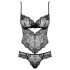 Obsessive Alluria - Florales Spitzen-Body (Schwarz) - L/XL