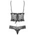 Obsessive Alluria - Florales Spitzen-Body (Schwarz) - L/XL