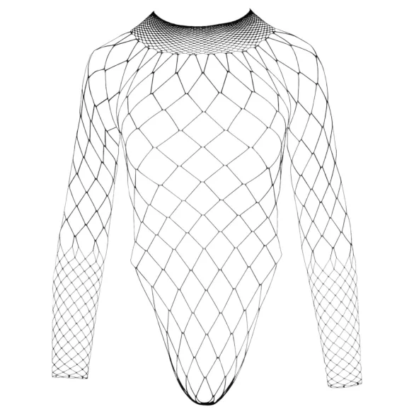 NO:XQSE - langärmliger, schwarzer Netz-Body aus Mesh (S-L)