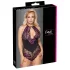 Cottelli Plus Size - Blumen-Body (schwarz-lila)