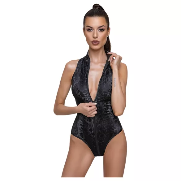 Cottelli Party - Schlangenhautmuster Body (schwarz)
