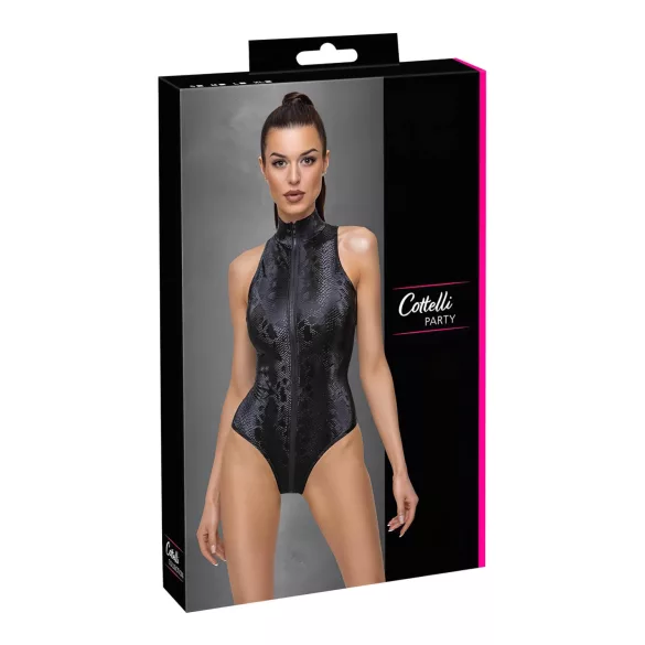 Cottelli Party - Schlangenhautmuster Body (schwarz) - M