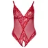 Cottelli Curves - transparenter Spitzenbody (rot) - 3XL