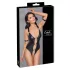 Cottelli Bondage - Glänzender, offener Body mit Ringen (schwarz) - XL