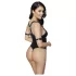 Cottelli Bondage - Glänzender, offener Body mit Ringen (schwarz) - XL
