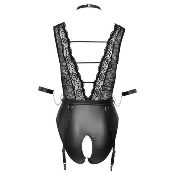 Cottelli Bondage - Spitzen-Body mit Halsband (Schwarz) - XL