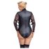 Cottelli Bondage Plus Size - Body mit Spitzärmeln (schwarz) - 2XL