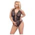 Cottelli Curves Plus Size - transparenter gemusterter Body (schwarz)