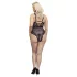 Cottelli Curves Plus Size - transparenter gemusterter Body (schwarz)