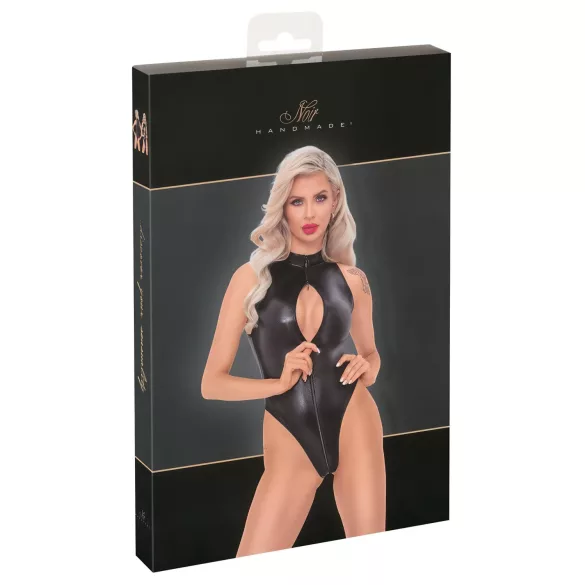Noir - Schlangenhautmuster-Body (schwarz) - XL