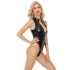 Noir - Schlangenhautmuster-Body (schwarz) - XL