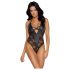Cottelli Party - Blumenmuster-Body (schwarz) - XL