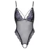 Cottelli - bestickter, offener Spitzenbody (schwarz-lila)