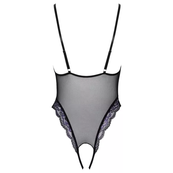 Cottelli - bestickter, offener Spitzenbody (schwarz-lila)