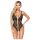 Abierta Fina – Offener Spitzenteddy mit Strass (Schwarz) - M