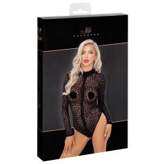 Noir - Langarm-Body mit Leopardenmuster (Schwarz) - M