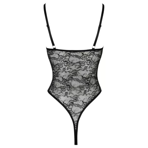 Cottelli - Transparenter Spitzenbody mit Öffnungen (schwarz) - L