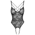 Cottelli - Transparenter Spitzenbody mit Öffnungen (schwarz) - XL