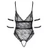 Cottelli Bondage - offener Spitzenbody (schwarz) - M