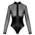 Noir - Glänzender Body mit transparentem Einsatz (Schwarz)