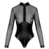 Noir - Glänzender Body mit transparentem Einsatz (Schwarz)