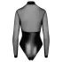 Noir - Glänzender Body mit transparentem Einsatz (Schwarz)