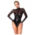 Noir - Glänzender Body mit transparentem Einsatz (Schwarz) - M