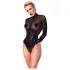 Noir - Glänzender Body mit transparentem Einsatz (Schwarz) - M
