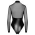 Noir - Glänzender Body mit transparentem Einsatz (Schwarz) - L